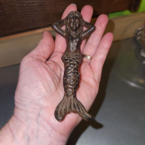 Mermaid-Shaped Cast Iron Shelf Sitter with Rustic Bronze Finish 2 3/8" H - Picture 7 of 8